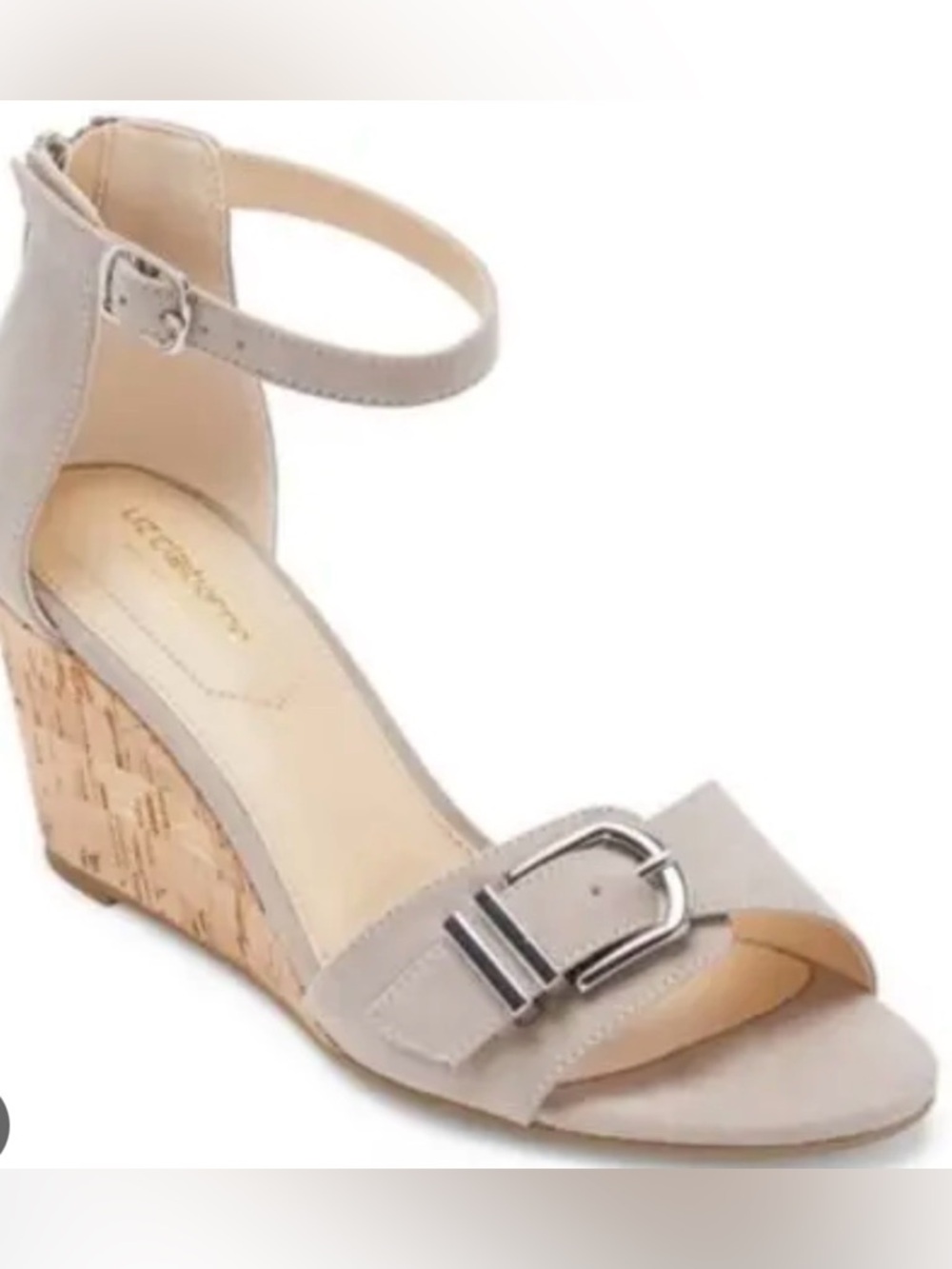 NWT 10 Women's Taupe Cork Wedge Sandals with Ankle Strap